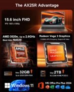 15.6 Inch Laptop-Computer, AMD 3020e(Beat N4020, Up to 2.6GHz), 8GB DDR4 256GB SSD (Exp. Up to 32GB + 2TB),1080P FHD IPS Display, Windows 11 Laptop with MS Office, Long Battery,Type-C, Laptops - Image 2