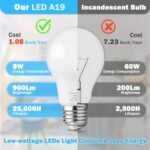 A19 LED Light Bulbs Dimmable, 60W Equivalent, 5000K Daylight White, E26 Standard Medium Base, 900 Lumen, 9W Bright Lighting Bulb, 4-Pack - Image 3