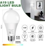 14W 1500LM Dimmable LED Light Bulbs 100 Watt Equivalent Bright A19 LED Bulbs with E26 Medium Base Daylight White 5000K CRI 90+ for Home Office Bedroom Kitchen, 10 Packs - Image 5
