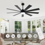 72" Ceiling Fan with Light Black, 6-Speed Remote Control, Reversible DC Motor, Modern 9 Blades with 4.5"/12"/24" Downrods for Home or Commercial, Living Room/Restaurant - Image 3