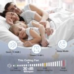 52in Smart Low Profile Ceiling Fans with Lights Remote,Quiet DC Motor,Outdoor Indoor Flush Mount Ceiling Fan,Control with WIFI Alexa App,Dimmable,6-speed,3 White Wood blades,for Modern Bedroom Patio - Image 6