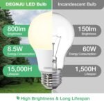 A19 LED Light Bulbs, 60 Watt Equivalent LED Bulbs, Soft White 2700K, 800 Lumens, E26 Standard Base, Non-Dimmable, 8.5W Warm White LED Bulbs for Bedroom Living Room,6 Pack - Image 4