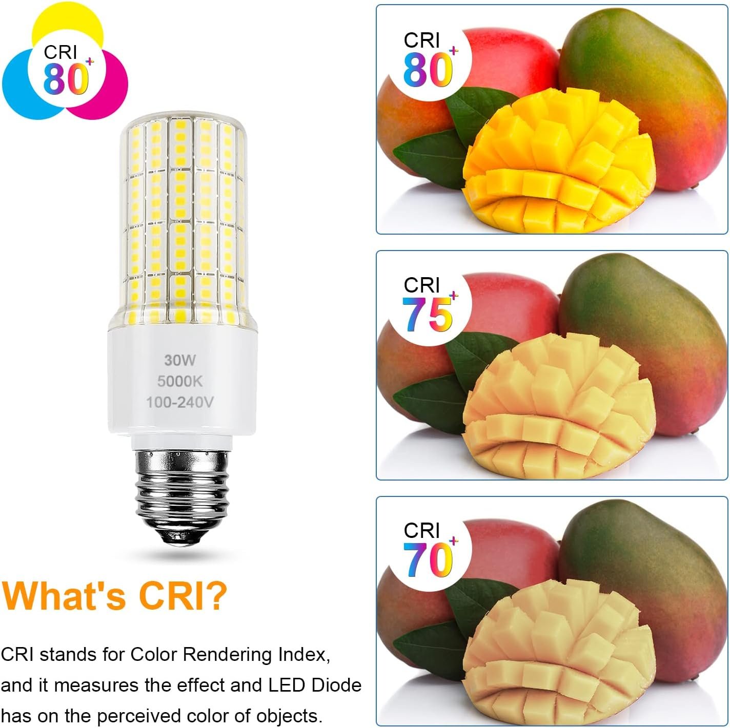 2 Pack Led Light Bulb Equivalent 250w Led bulbs 3750 Lumen 5000K Cool Daylight White 30W Waterproof Led Corn Light bulb E26/E27 Medium Base light bulb for Outdoor Indoor Garage Workshop Backyard - Image 5