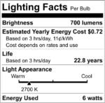 A15 LED Bulbs - Vintage Edison Bulbs, Dimmable, Clear Glass, E26 Medium Base, 6W (60W Equivalent), 2700K Warm White, 700LM, for Ceiling Fans, Appliances, Refrigerator Lights - 6 Pack - Image 7