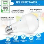 A21 LED Light Bulbs, 150 Watt Equivalent LED Bulb, Daylight White 5000K, 2600LM, E26 Base, Non-Dimmable, 19W Bright White LED Bulb, 4-Pack - Image 4