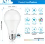 A21 LED Light Bulbs, 150 Watt Equivalent LED Bulb, Daylight White 5000K, 2600LM, E26 Base, Non-Dimmable, 19W Bright White LED Bulb, 4-Pack - Image 5