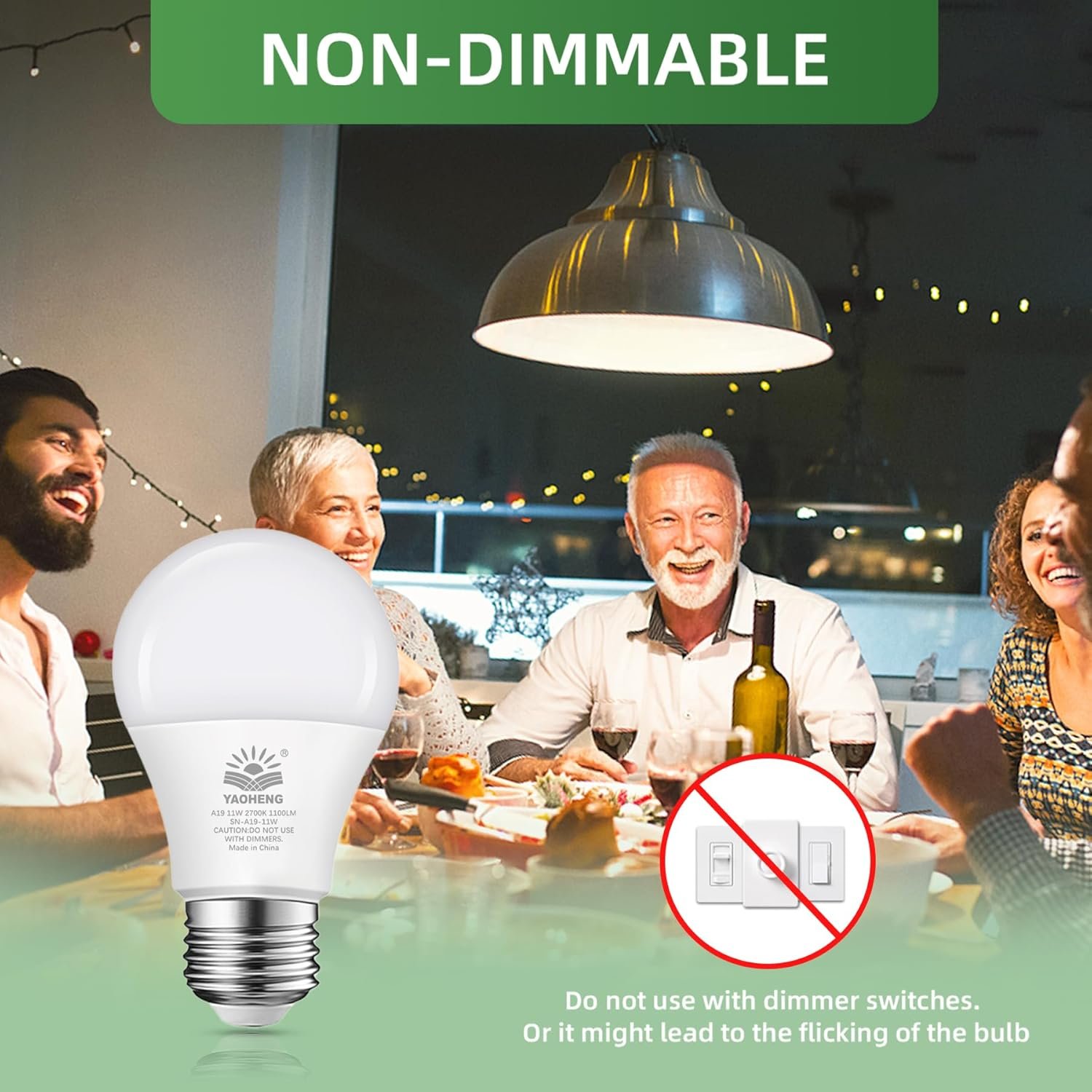 A19 LED Light Bulb 75 Watt Equivalent, 11 Watt Light Bulbs, 2700K Warm White, 1100 Lumens, Non-Dimmable, E26 Base Lightbulbs, Standard LED Bulbs for Home, ETL Listed(4-Pack) - Image 4