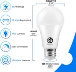 A19 8-Pack LED Light Bulbs, E26 Base 75W Equivalent 1000lumens 5000K Daylight, Cool White Non-Dimmable 9W 120V 25000Hrs Indoor UL (A19 Count of 8) - Image 2