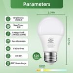 A19 LED Light Bulb, 100 Watt Equivalent LED Bulbs, 3000K Warm White, 1500 Lumens, Standard E26 Base, Non-Dimmable, 15W Super Bright Light Bulbs for Home, Office Lamp, ETL Listed(4-Pack) - Image 2