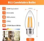 ALAMPEVER 800LM Super Bright Dimmable LED Light Bulb, E26 LED Bulb 100 Watt Equivalent, B11 2700K Soft White LED Candelabra Bulb, 5.5W, 6 Pack - Image 2