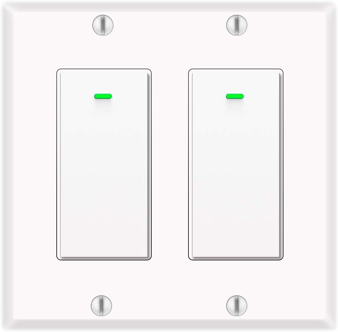 Alexa Light Switch, Double Smart WiFi Light Switches, Smart Switch 2 Gang Compatible with Alexa and Google Home, Neutral Wire Needed, with Remote Control, Timing Schedule, No hub Required (2Pack) Alexa Light Switch, Double Smart WiFi Light Switches, Smart Switch 2 Gang Compatible with Alexa and Google Home, Neutral Wire Needed, with Remote Control, Timing Schedule, No hub Required (2Pack)