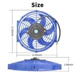 10 Inch Universal Slim Fan Push Pull Electric Radiator 12V 80W High Performance Cooling Fan Mount Kit Blue 2 Pcs - Image 2