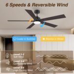 60 Inch Smart Ceiling Fan with Lights Remote,Control via Alexa Google Voice App WiFi,Quiet DC Motor,Dimmable,Outdoor Indoor Modern Ceiling Fans for Large Bedroom Patio Porch,Brown Black Walnut - Image 5