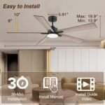 60 Inch Smart Ceiling Fan with Lights Remote,Control via Alexa Google Voice App WiFi,Quiet DC Motor,Dimmable,Outdoor Indoor Modern Ceiling Fans for Large Bedroom Patio Porch,Brown Black Walnut - Image 6