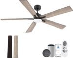 60 Inch Smart Ceiling Fan with Lights Remote,Control via Alexa Google Voice App WiFi,Quiet DC Motor,Dimmable,Outdoor Indoor Modern Ceiling Fans for Large Bedroom Patio Porch,Brown Black Walnut - Image 8