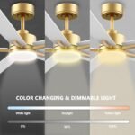60 Inch Smart Ceiling Fan with Lights Remote,Control via Voice Alexa Google App Wifi,Silent DC Motor,Dimmable,Outdoor Indoor Modern Ceiling Fans for Large Bedroom Living Room Patio,Gold White Black - Image 5