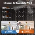 60 Inch Smart Ceiling Fan with Lights Remote,Control via Voice Alexa Google App Wifi,Silent DC Motor,Dimmable,Outdoor Indoor Modern Ceiling Fans for Large Bedroom Living Room Patio,Gold White Black - Image 6