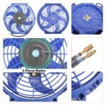 10 Inch Universal Slim Fan Push Pull Electric Radiator 12V 80W High Performance Cooling Fan Mount Kit Blue 2 Pcs - Image 3