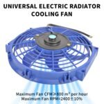 10 Inch Universal Slim Fan Push Pull Electric Radiator 12V 80W High Performance Cooling Fan Mount Kit Blue 2 Pcs - Image 6