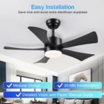 42 inch Ceiling Fans with Lights, Modern Black Ceiling Fan with Remote Control App, DC Motor Quiet, 3CCT Dimmable Memory, Led Sloped Flat Ceiling Fan with Light for Bedroom Indoor&Outdoor Patio - Image 6