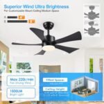 42 inch Ceiling Fans with Lights, Modern Black Ceiling Fan with Remote Control App, DC Motor Quiet, 3CCT Dimmable Memory, Led Sloped Flat Ceiling Fan with Light for Bedroom Indoor&Outdoor Patio - Image 2