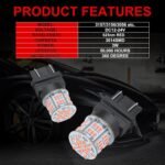 4PCS 3157 LED Bulb Brake Tail Light 12V-24V Super Bright 3156 3056 3057 3047 4157 LED Replacement Light Kit Set for Car Tail Brake Turn Signal Lights - Brilliant Red - Image 2