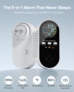 5-in-1 Carbon Monoxide Detectors, Natural Gas Leak Detector, Plug-in & Battery Backup Co Detector, HD Digital Display, CO Gas Temp Humidity Sensor, 1-Pcs, Black - Image 2